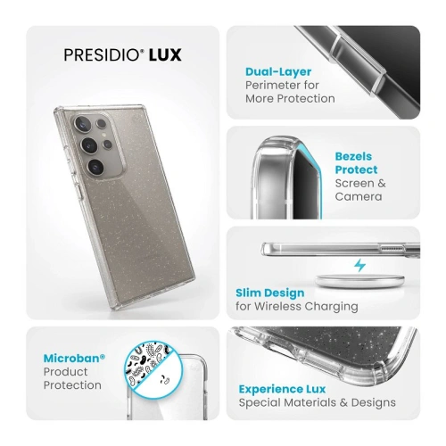 Buy Speck Presidio Lux Glitter Samsung Galaxy S24 Ultra clear/gold glitter - SPK594 - {ean13} - Home Screen Store Europe