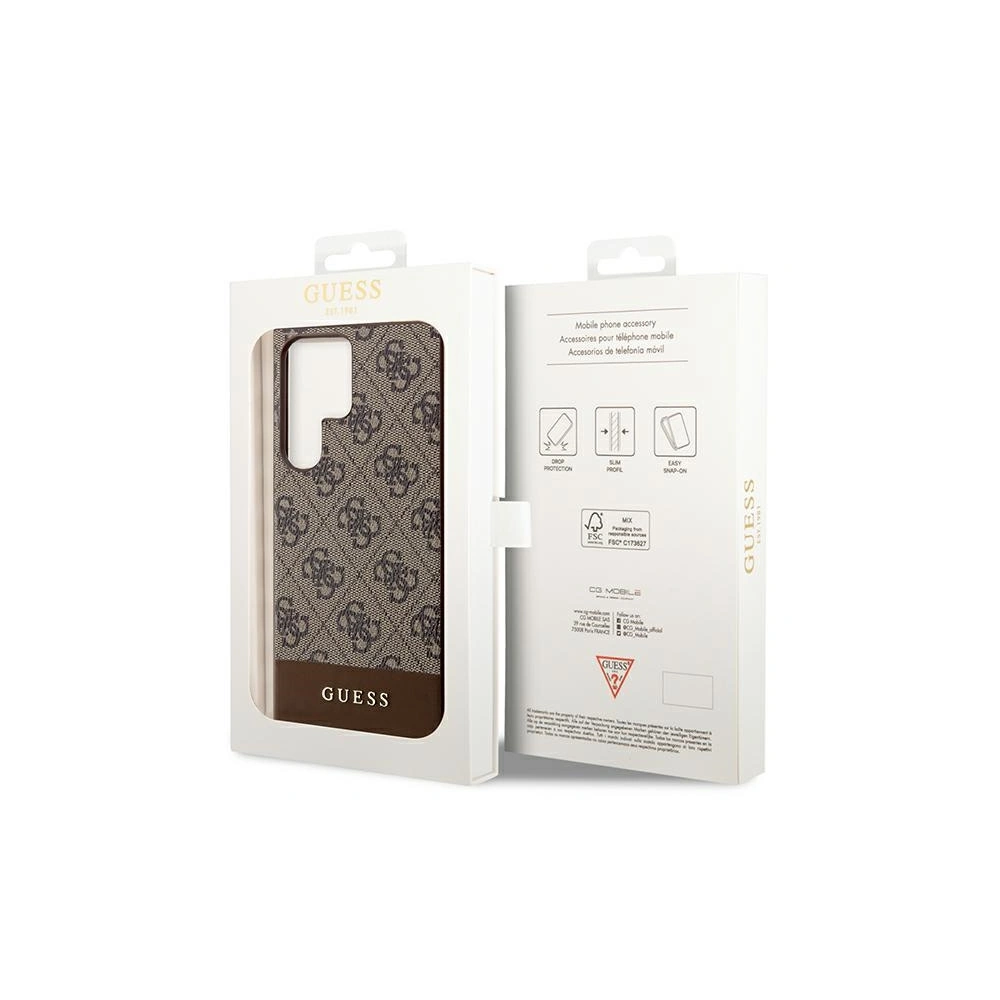 Etui Guess GUHCS24LG4GLBR Samsung Galaxy S24 Ultra hardcase 4G Stripe Collection brązowy/brown