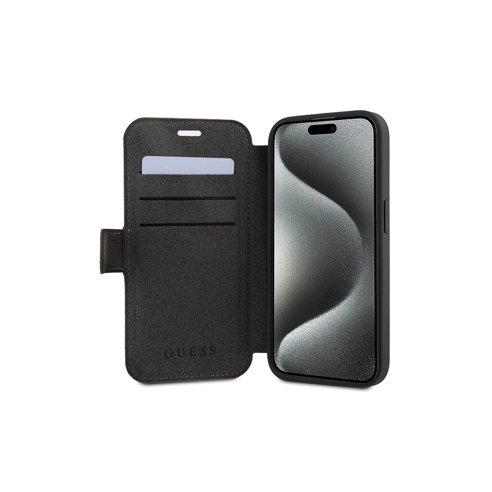 Etui Guess GUBKP15L4GMGGR Apple iPhone 15 Pro book 4G Metal Logo szary/grey