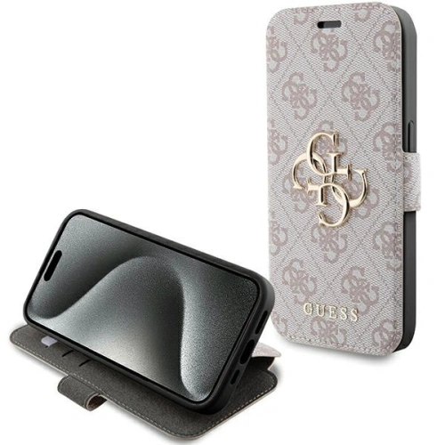 Kup Etui Guess GUBKP15L4GMGPI Apple iPhone 15 Pro könyv 4G Fém Logo rózsaszín/pink - GUE3267 - {ean13} - Sklep Home Screen
