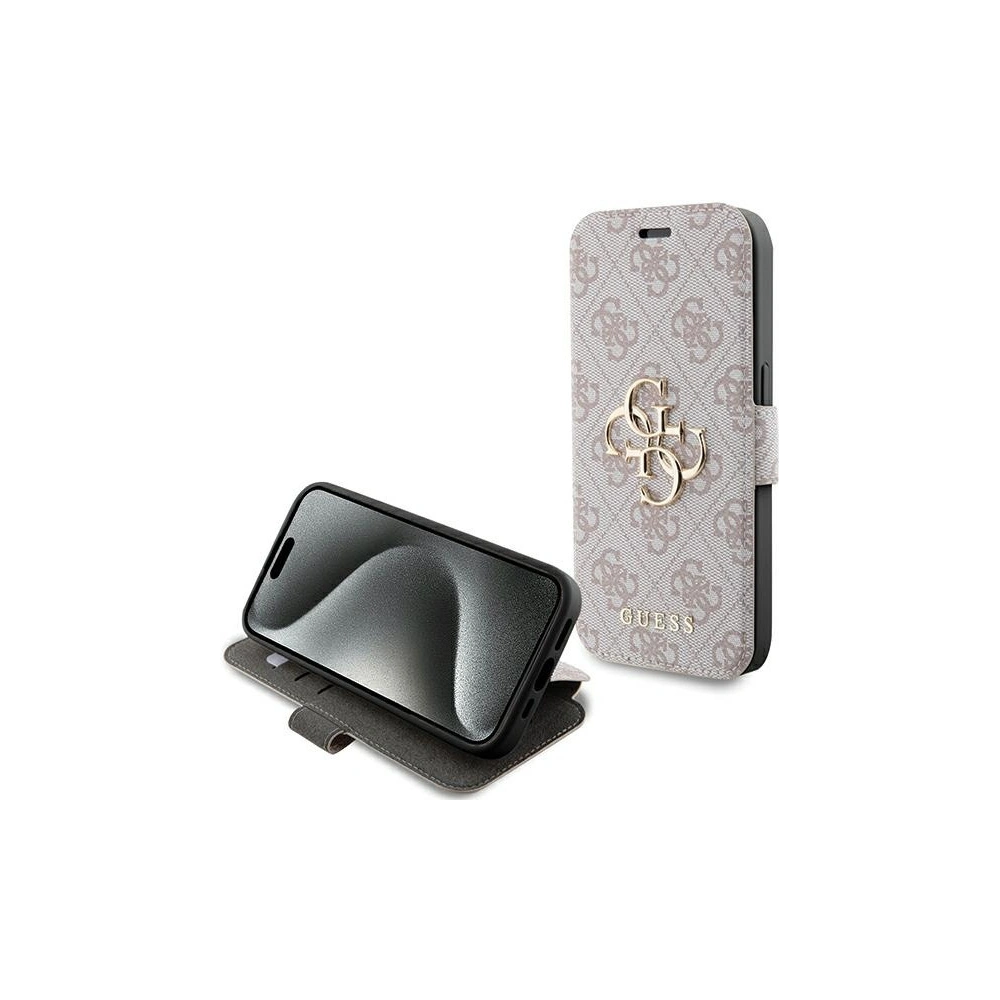 Etui Guess GUBKP15L4GMGPI Apple iPhone 15 Pro book 4G Metal Logo różowy/pink