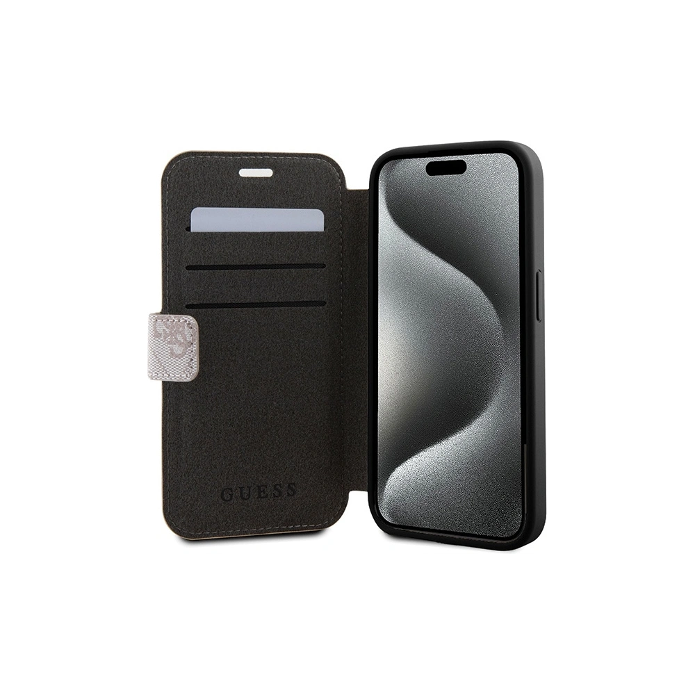 Etui Guess GUBKP15L4GMGPI Apple iPhone 15 Pro book 4G Metal Logo różowy/pink