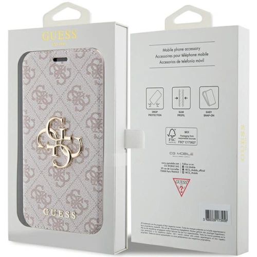 Kup Etui Guess GUBKP15L4GMGPI Apple iPhone 15 Pro könyv 4G Fém Logo rózsaszín/pink - GUE3267 - {ean13} - Sklep Home Screen