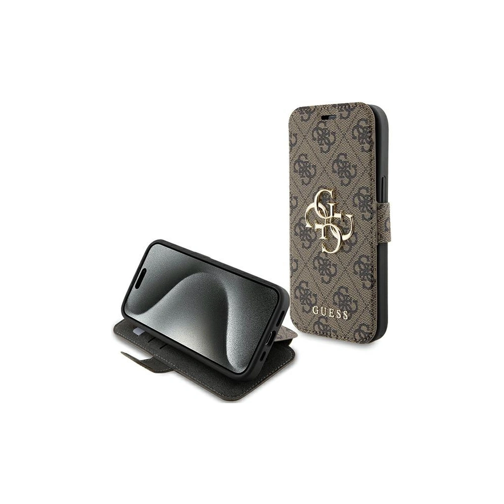 Etui Guess GUBKP15S4GMGBR Apple iPhone 15 / 14 / 13 book 4G Metal Logo brązowy/brown