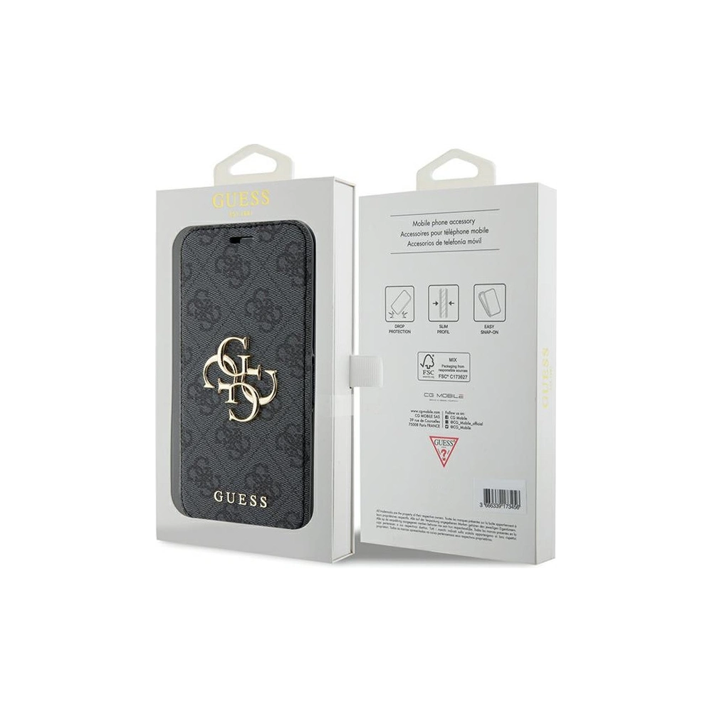 Etui Guess GUBKP15S4GMGGR Apple iPhone 15 / 14 / 13 book 4G Metal Logo szary/grey
