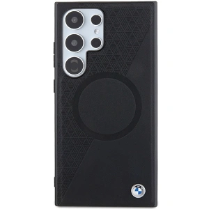 Buy BMW BMHMS24L23RTPK Samsung Galaxy S24 Ultra hardcase Signature Leather Half Textured & Circle MagSafe black - BMW603 - {ean13} - Home Screen Store Europe