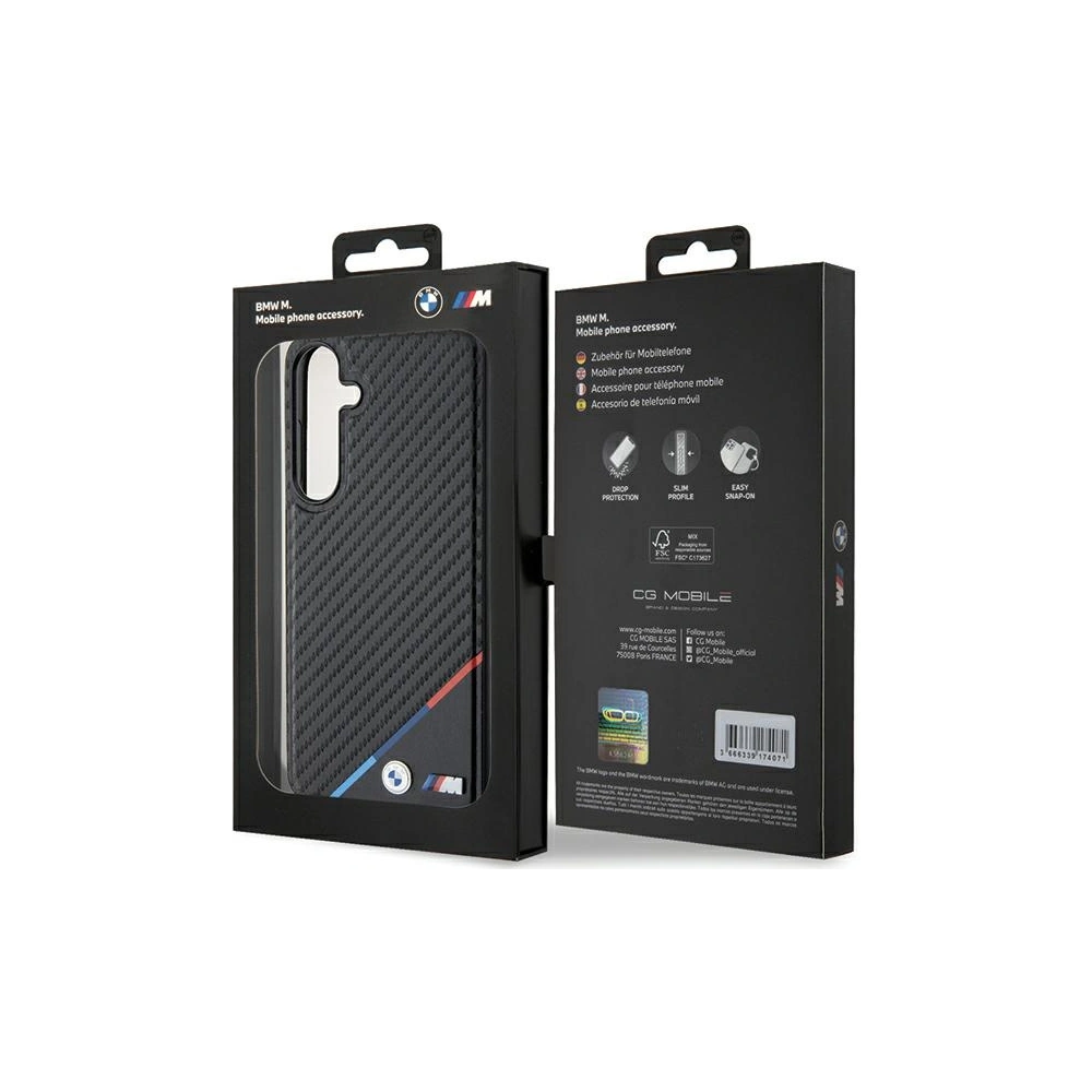 Etui BMW BMHMS24M23PUDTK Samsung Galaxy S24+ Plus hardcase Carbon Tricolor Line MagSafe czarny/black