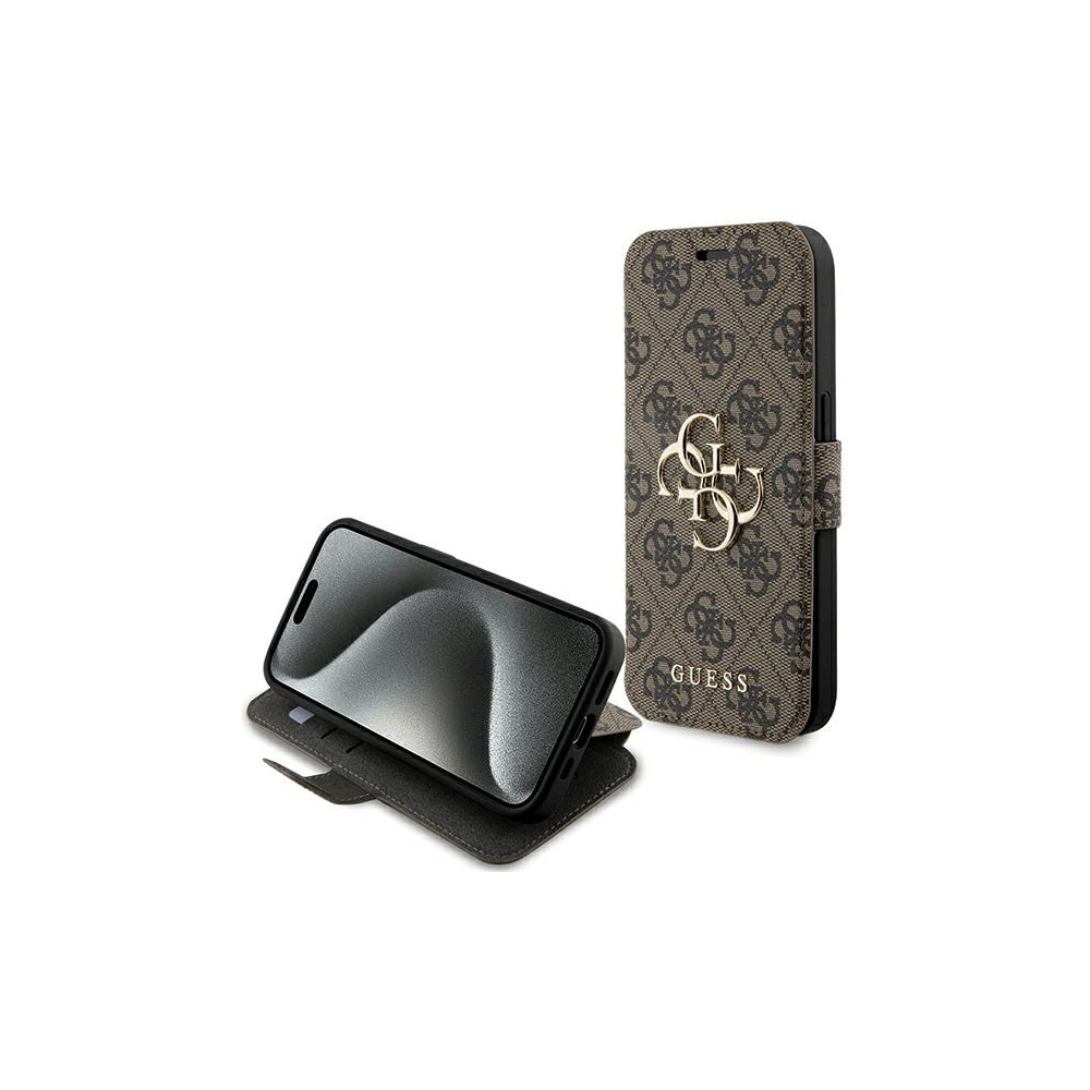 Etui Guess GUBKP15X4GMGBR Apple iPhone 15 Pro Max book 4G Metal Logo brązowy/brown
