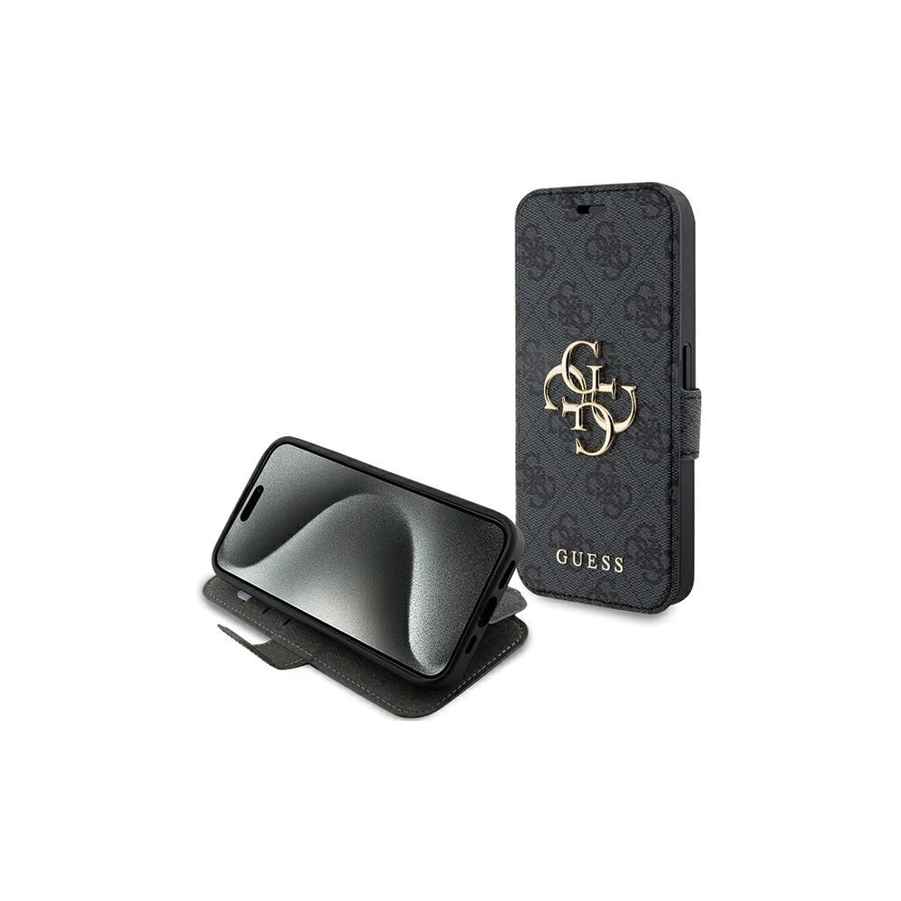 Etui Guess GUBKP15X4GMGGR Apple iPhone 15 Pro Max book 4G Metal Logo szary/grey