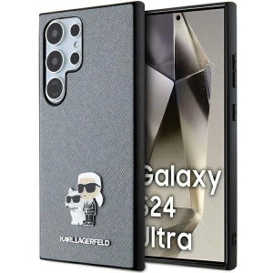Buy Karl Lagerfeld KLHCS24LPSAKCMPG Samsung Galaxy S24 Ultra hardcase Saffiano Karl & Choupette Metal Pin grey - KLD1873 - {ean13} - Home Screen Store Europe