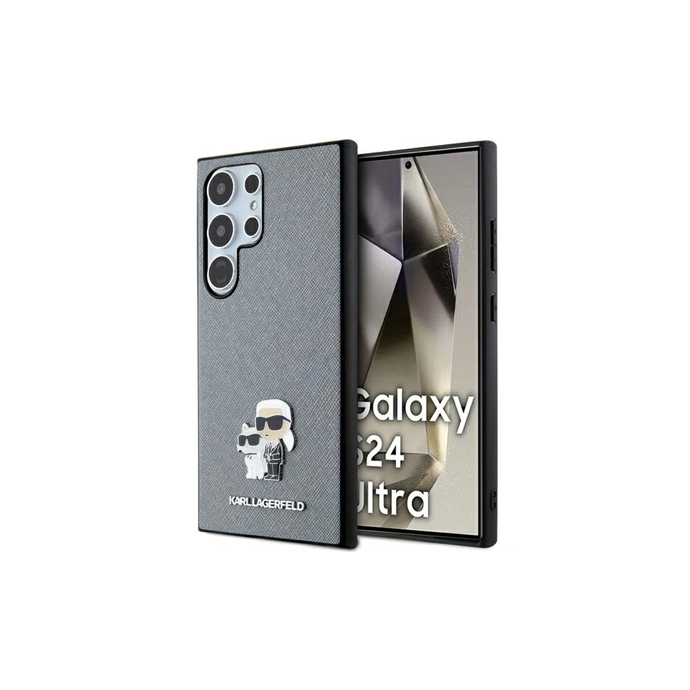 Etui Karl Lagerfeld KLHCS24LPSAKCMPG Samsung Galaxy S24 Ultra hardcase Saffiano Karl & Choupette Metal Pin szary/grey