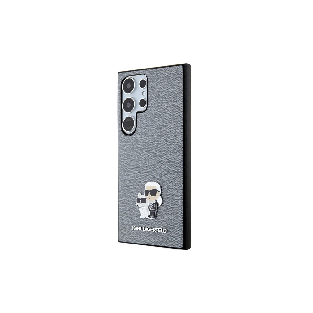Etui Karl Lagerfeld KLHCS24LPSAKCMPG Samsung Galaxy S24 Ultra hardcase Saffiano Karl & Choupette Metal Pin szary/grey