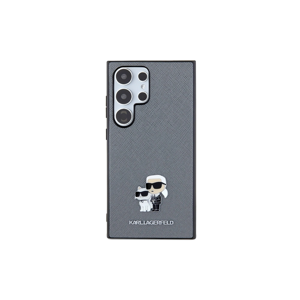Etui Karl Lagerfeld KLHCS24LPSAKCMPG Samsung Galaxy S24 Ultra hardcase Saffiano Karl & Choupette Metal Pin szary/grey
