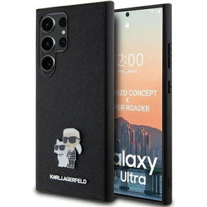 Buy Karl Lagerfeld KLHCS24LPSAKCMPK Samsung Galaxy S24 Ultra hardcase Saffiano Karl & Choupette Metal Pin black - KLD1874 - {ean13} - Home Screen Store Europe