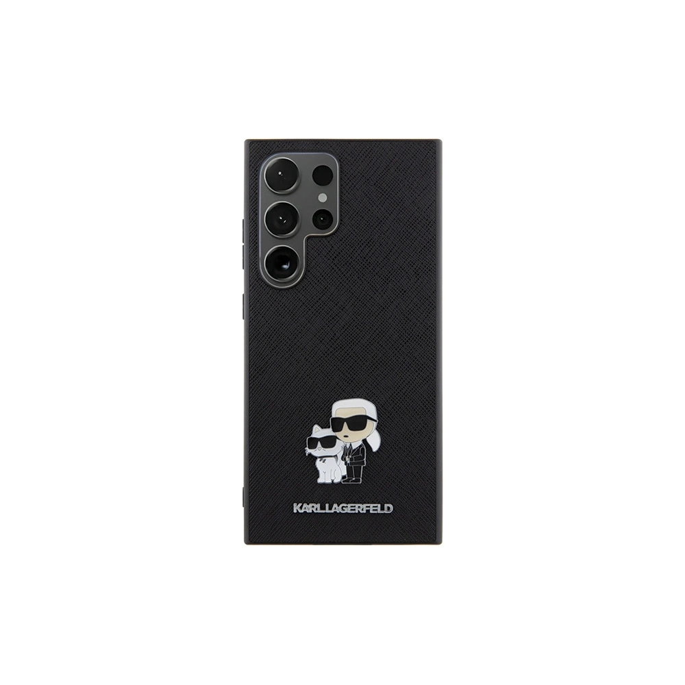 Etui Karl Lagerfeld KLHCS24LPSAKCMPK Samsung Galaxy S24 Ultra hardcase Saffiano Karl & Choupette Metal Pin czarny/black