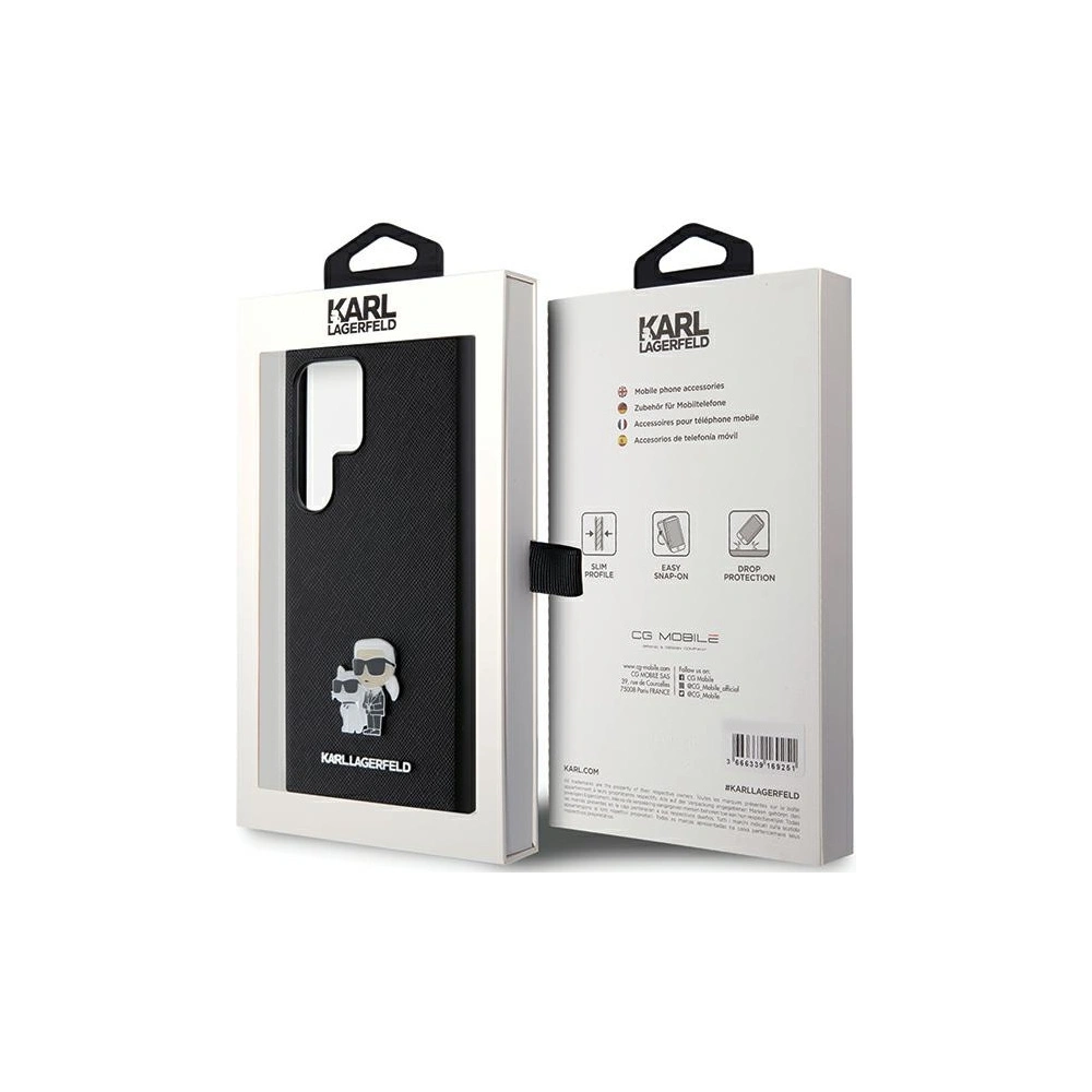Etui Karl Lagerfeld KLHCS24LPSAKCMPK Samsung Galaxy S24 Ultra hardcase Saffiano Karl & Choupette Metal Pin czarny/black
