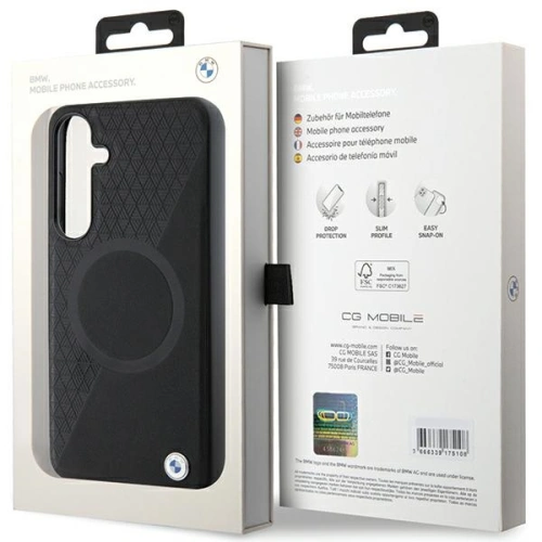 Kup Etui BMW BMHMS24M23RTPK Samsung Galaxy S24+ Plus hardcase Signature Leather Half Textured & Circle MagSafe czarny/black - BMW606 - {ean13} - Sklep Home Screen