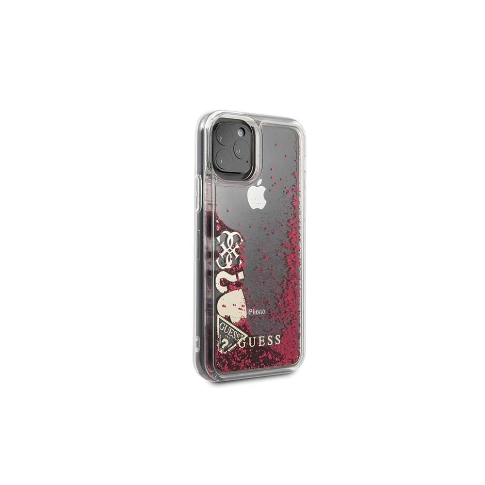 Etui Guess GUHCN58GLHFLRA Apple iPhone 11 Pro raspberry hard case Glitter Hearts