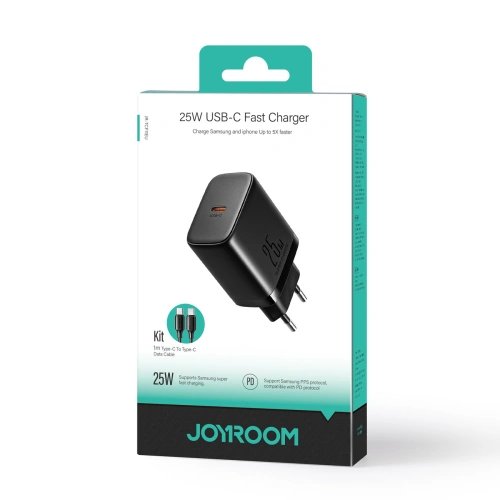 Kup Încărcător de rețea Joyroom JR-TCF11 USB-C 25W + cablu USB-C / USB-C 1m negru - JYR964 - {ean13} - Sklep Home Screen