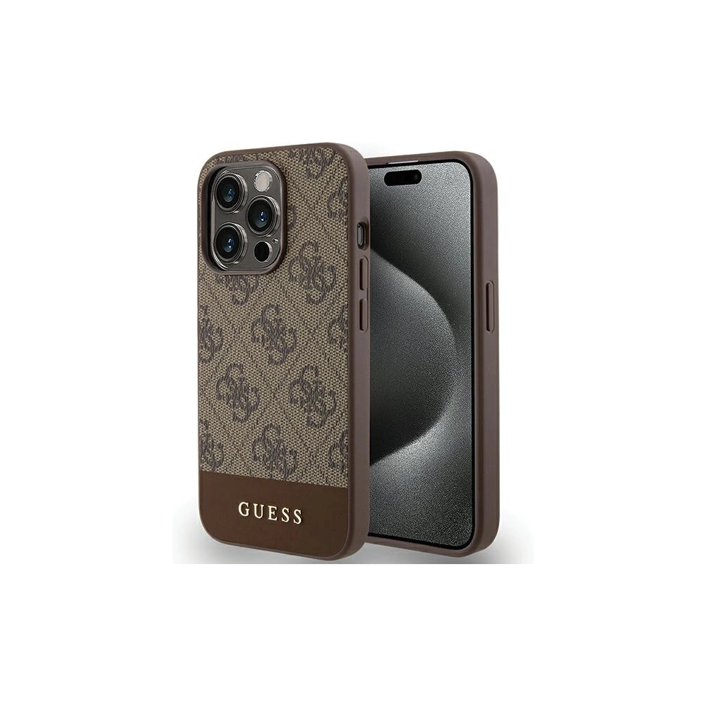 Etui Guess GUHCP15LG4GLBR Apple iPhone 15 Pro hardcase 4G Stripe Collection brązowy/brown