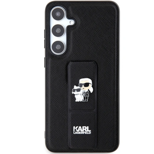 Kup Etui Karl Lagerfeld KLHCS24SGSAKCPK Samsung Galaxy S24 hardcase Gripstand Saffiano Karl&Choupette Pins czarny/black - KLD1884 - {ean13} - Sklep Home Screen