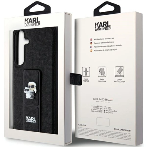 Kup Etui Karl Lagerfeld KLHCS24SGSAKCPK Samsung Galaxy S24 hardcase Gripstand Saffiano Karl&Choupette Pins czarny/black - KLD1884 - {ean13} - Sklep Home Screen