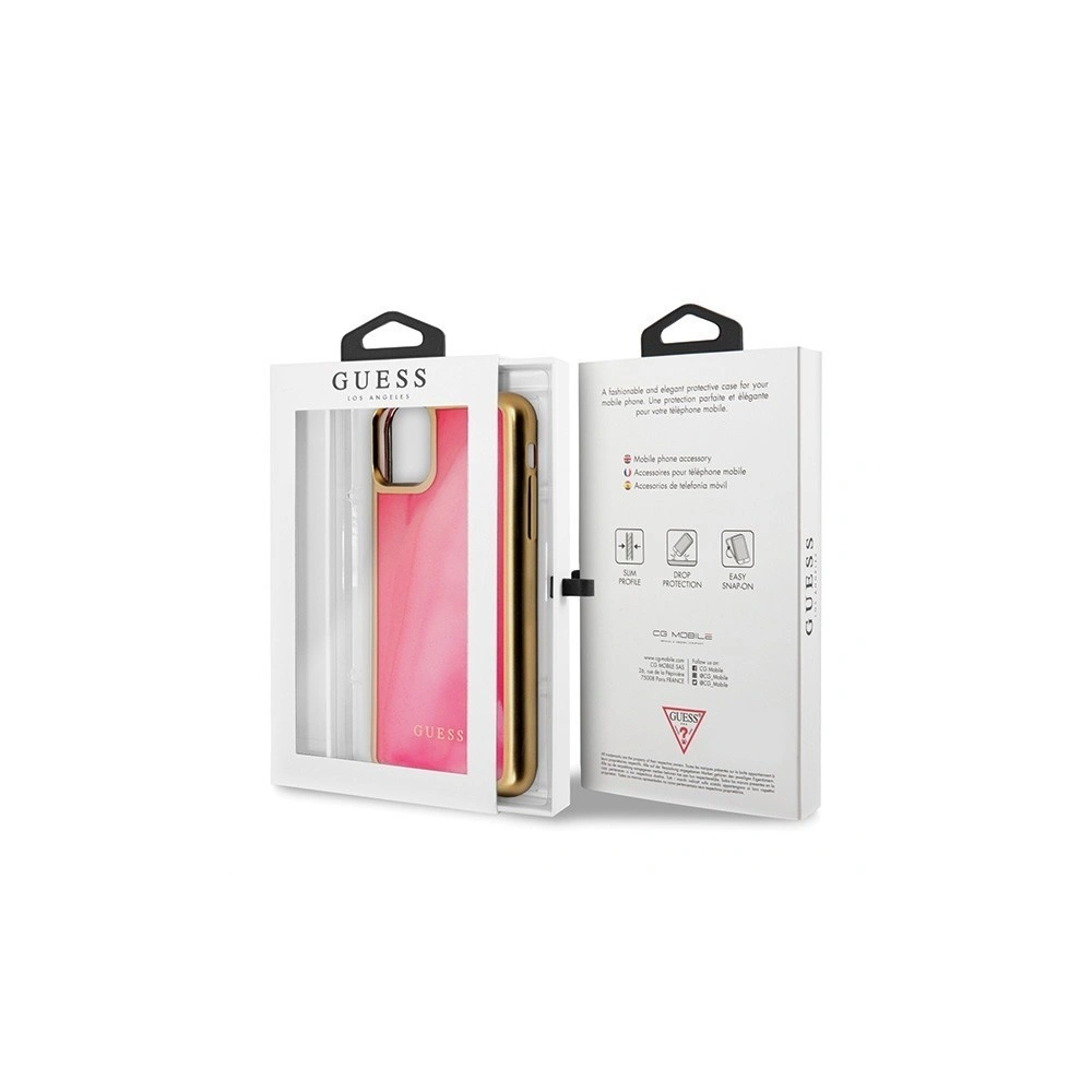Etui Guess GUHCN58GLTRPI Apple iPhone 11 Pro różowy/pink hard case Glow in the Dark Sand Matte