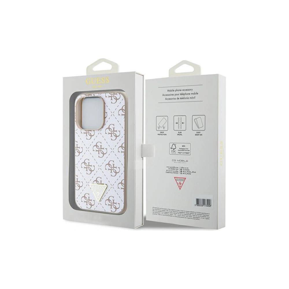 Etui Guess GUHCP15LPG4GPH Apple iPhone 15 Pro hardcase 4G Triangle Metal Logo biały/white
