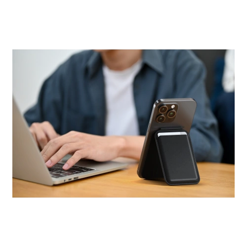Kup Podstawka Satechi Vegan-Leather Wallet Stand do Apple iPhone MagSafe czarny - STH99 - {ean13} - Sklep Home Screen