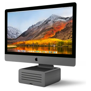 Buy Twelve South HiRise Pro aluminium stand for iMac and Apple Studio Display with storage compartment (gunmetal) - TSH70 - {ean13} - Home Screen Store Europe