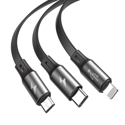 Kup USB kábel Baseus Fabric 3w1 USB-C / Lightning / Micro 3,5A 1,2m (szürke) - BSU631GRY - {ean13} - Sklep Home Screen