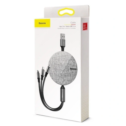 Kup USB kábel Baseus Fabric 3w1 USB-C / Lightning / Micro 3,5A 1,2m (szürke) - BSU631GRY - {ean13} - Sklep Home Screen