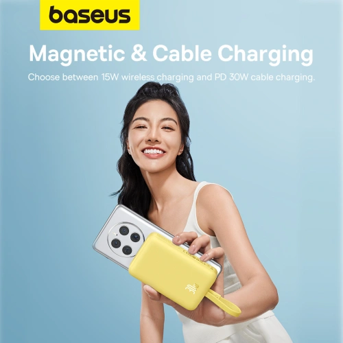 Kup Baseus Magnetic Mini Power Bank 10000mAh 30W USB-C z ładowaniem bezprzewodowym MagSafe + wbudowany kabel USB-C - BSU4847 - {ean13} - Sklep Home Screen