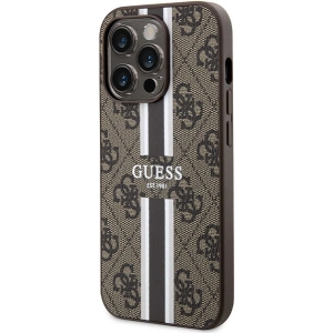 Etui Guess GUHMP15LP4RPSW Apple iPhone 15 Pro hardcase 4G Printed Stripes MagSafe maro/brown