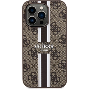Etui Guess GUHMP15LP4RPSW Apple iPhone 15 Pro hardcase 4G Printed Stripes MagSafe maro/brown