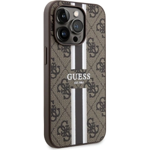 Etui Guess GUHMP15LP4RPSW Apple iPhone 15 Pro hardcase 4G Printed Stripes MagSafe maro/brown