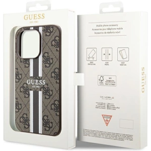 Etui Guess GUHMP15LP4RPSW Apple iPhone 15 Pro hardcase 4G Printed Stripes MagSafe maro/brown