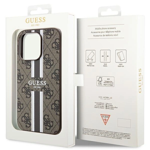 Kup Etui Guess GUHMP15LP4RPSW Apple iPhone 15 Pro hardcase 4G Printed Stripes MagSafe maro/brown - GUE3319 - {ean13} - Sklep Home Screen