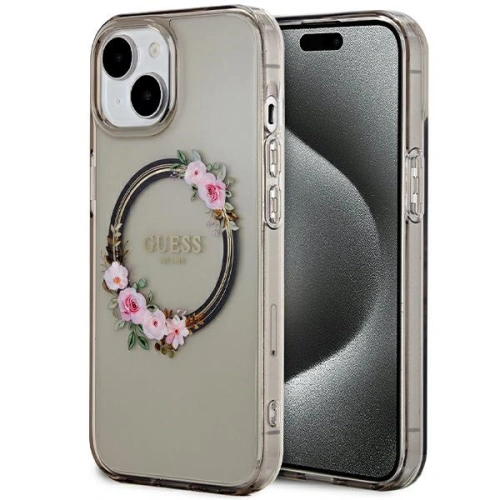 Kup Etui Guess GUHMP15SHFWFCK Apple iPhone 15 / 14 / 13 hardcase IML Virágkoszorú MagSafe fekete/black - GUE3320 - {ean13} - Sklep Home Screen