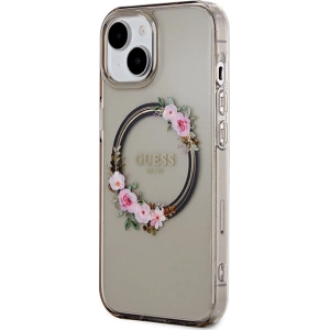 Buy Guess GUHMP15SHFWFCK Apple iPhone 15 / 14 / 13 hardcase IML Flowers Wreatch MagSafe black - GUE3320 - {ean13} - Home Screen Store Europe