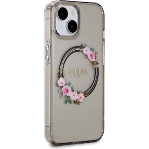 Buy Guess GUHMP15SHFWFCK Apple iPhone 15 / 14 / 13 hardcase IML Flowers Wreatch MagSafe black - GUE3320 - {ean13} - Home Screen Store Europe