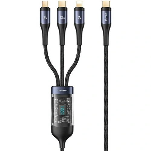 Kup Kabel 3w1 USAMS US-SJ600 USB-C / Lightning / microUSB / USB-C 100W 1,2m černý/black - USA1042 - {ean13} - Sklep Home Screen