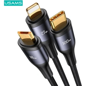 Kup Kabel 3w1 USAMS US-SJ600 USB-C / Lightning / microUSB / USB-C 100W 1,2m czarny/black - USA1042 - {ean13} - Sklep Home Screen