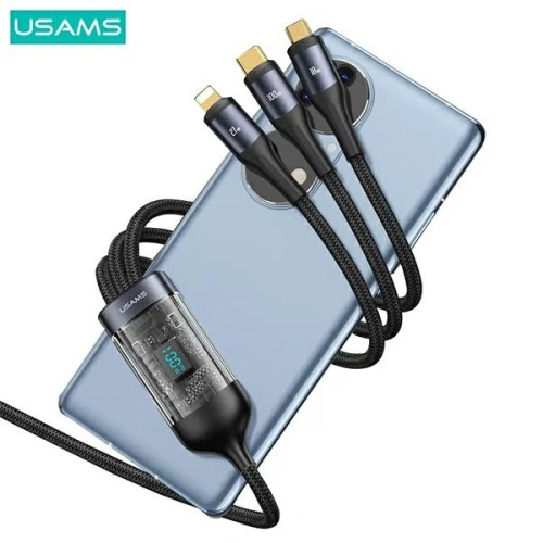 Buy USAMS US-SJ600 USB-C / Lightning / microUSB / USB-C 3in1 cable 100W 1,2m black - USA1042 - {ean13} - Home Screen Store Europe