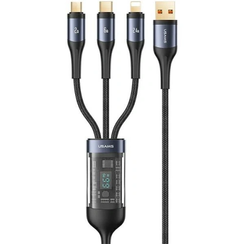 Kup Kabel 3in1 USAMS US-SJ582 USB-A / Lightning / microUSB / USB-C 66W 1,2m schwarz - USA1043 - {ean13} - Sklep Home Screen
