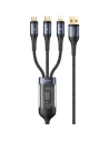 Cablu 3 în 1 USAMS US-SJ582 USB-A / Lightning / microUSB / USB-C 66W 1,2m negru/black