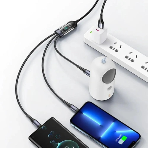 Kup Kabel 3in1 USAMS US-SJ582 USB-A / Lightning / microUSB / USB-C 66W 1,2m schwarz - USA1043 - {ean13} - Sklep Home Screen