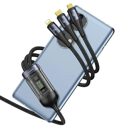 Buy USAMS US-SJ582 USB-A / Lightning / microUSB / USB-C 3in1 cable 66W 1,2m black - USA1043 - {ean13} - Home Screen Store Europe
