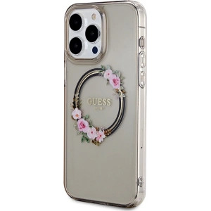 Buy Guess GUHMP15XHFWFCK Apple iPhone 15 Pro Max hardcase IML Flowers Wreatch MagSafe black - GUE3321 - {ean13} - Home Screen Store Europe