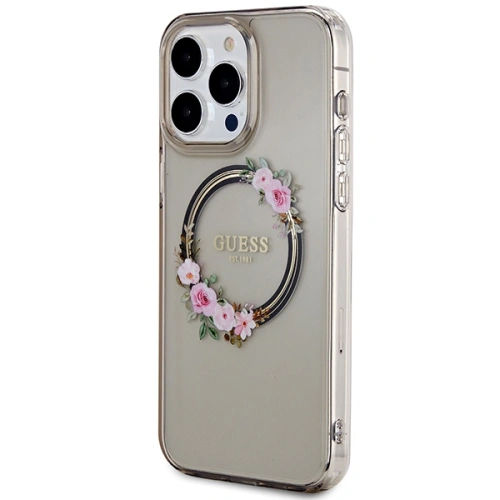 Kup Etui Guess GUHMP15XHFWFCK Apple iPhone 15 Pro Max hardcase IML Flowers Wreatch MagSafe czarny/black - GUE3321 - {ean13} - Sklep Home Screen